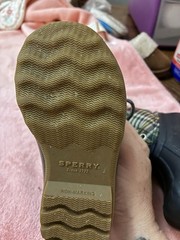 Sperry Kids Duck Boots Size 6 Plaid Ankle Lace-Up Rubber Sole Non-Marking