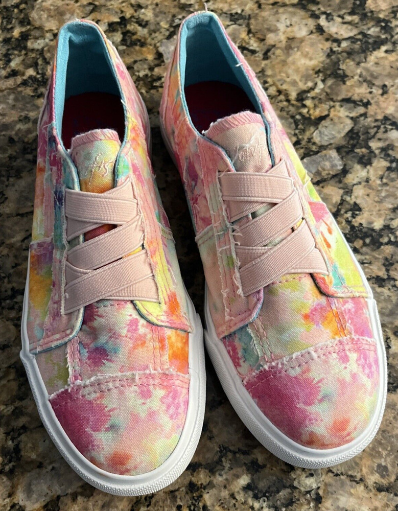 Blowfish Marley Unisex-Child Marley-k Sneaker Size 2 Pink Rainwater Canvas