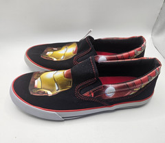 Marvel Avengers Iron Man Black Canvas Slip-On Shoes Sneaker Kid’s Boys Size US 5