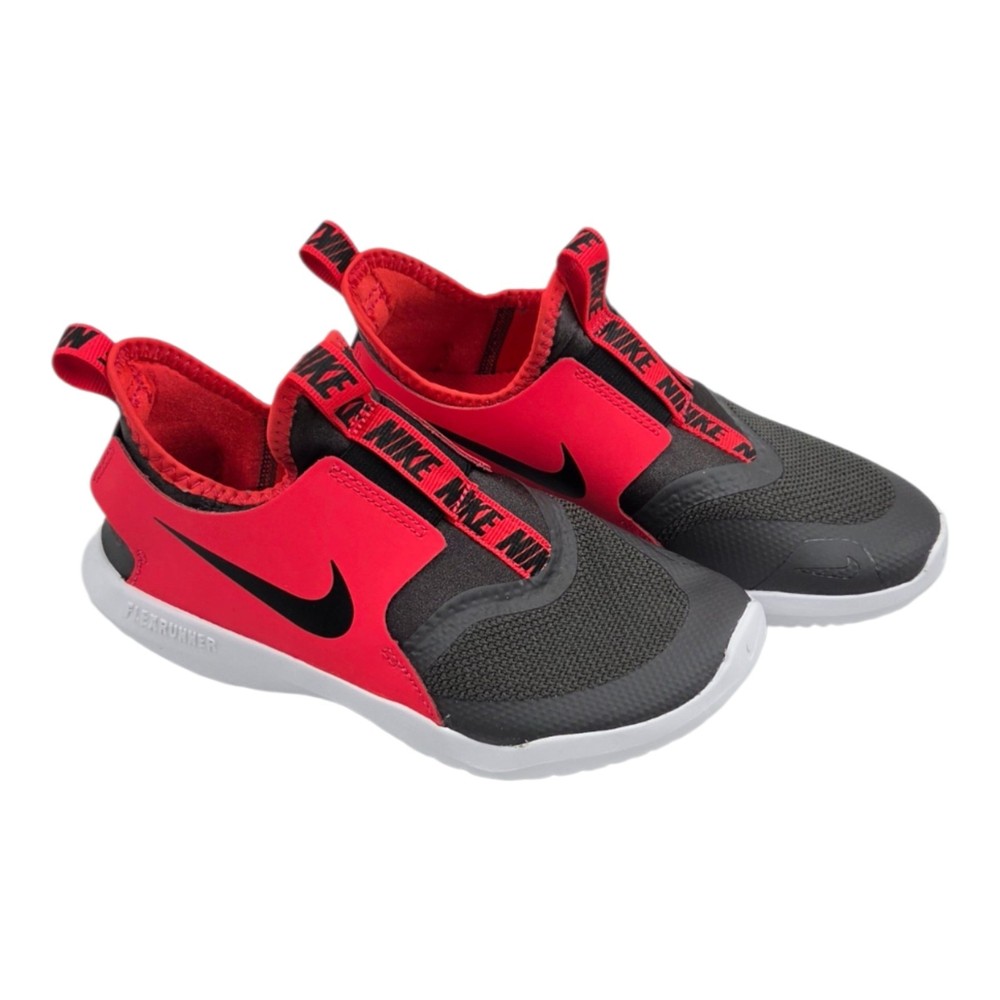 New NIKE FLEXRUNNER AT4663-200 Dark Grey and Red Shoes Youth Size 1