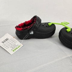 Crocs Classic Lined Buffalo Check Clog Black Red Plaid Kids Toddler C5 New