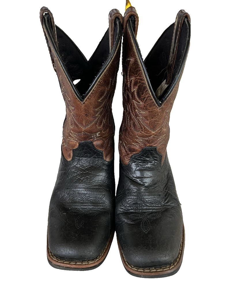 Dan Post Boot Co Child’s 12.5 D Black & Brown Square Toe Western Cowboy Boots