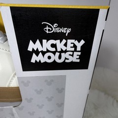 Disney Mickey Mouse Unisex Kids White Sneaker US size 1 Hook & Loop Faux Leather