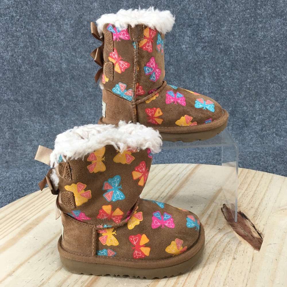 Ugg Boots Children 13 Brown Bailey Bow Shearling Style Suede Winter Butterfly