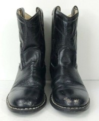Old West Child Sz 9 Black Calf Leather PVC Soles Western Classic Cowboy Boots