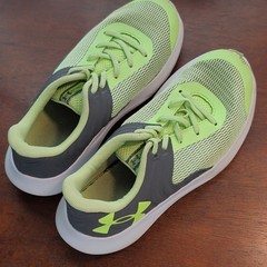 Under Armour Unisex Kids Mesh Lace-Up Sneakers Green/Gray/White 3Y