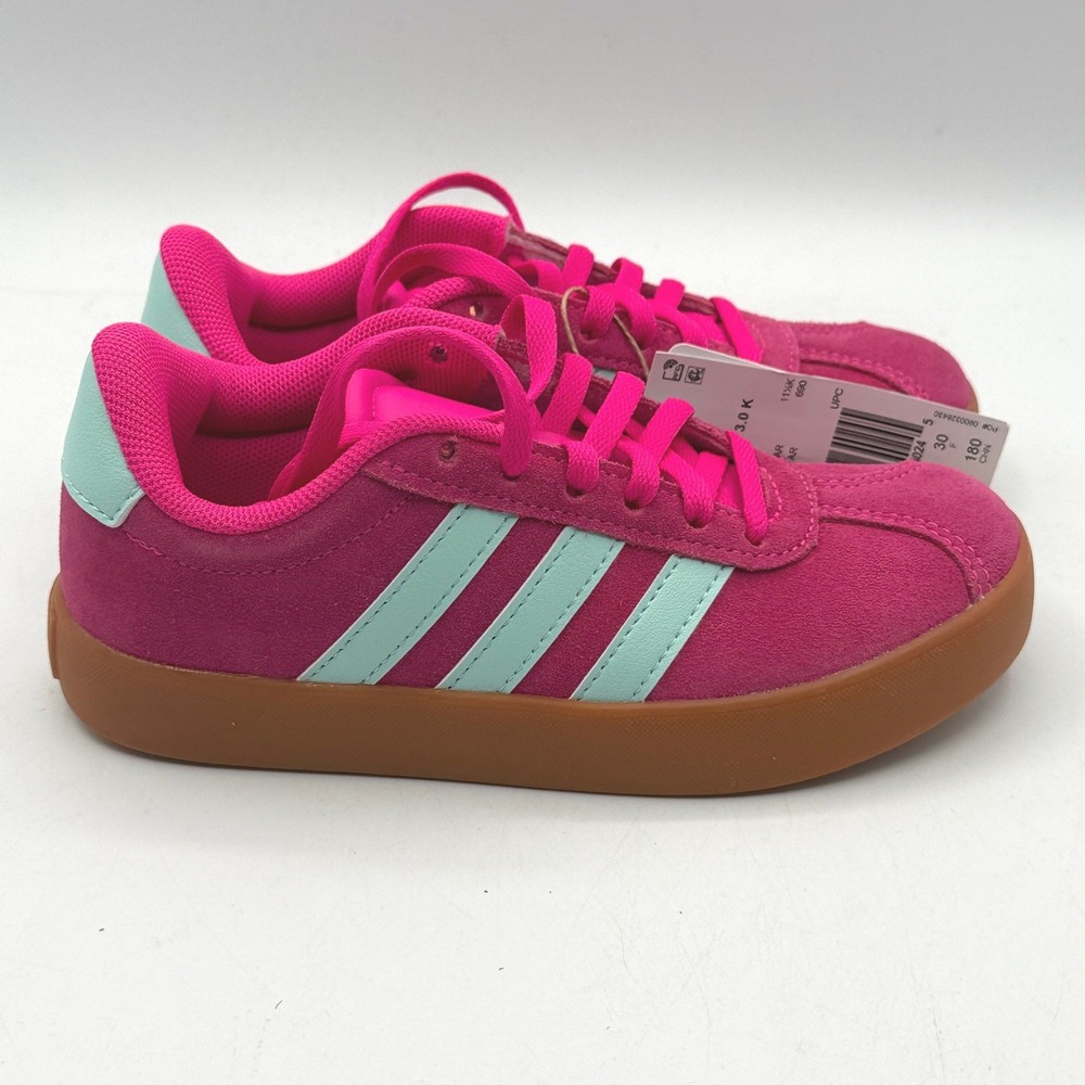 Adidas VL Court 3.0 K Kids 12K Pink Mint Green Gum Suede Sneakers JS5013