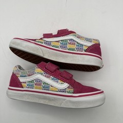 Vans Old Skool Rainbow Logo Pink Suede & Canvas Kids Shoes Size 1.5