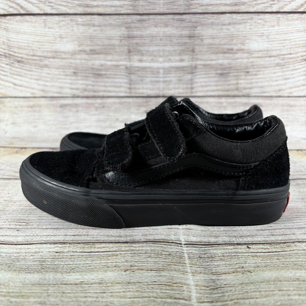 Vans Old Skool V Kids Black Hook & Loop Skate Shoes Sneakers US Kids 1.0