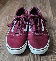 Vans Off The Wall Maroon White Suede Leather Lace Up Size 4.5 Youth