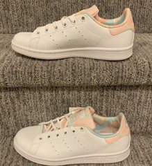 Adidas Size 5 Stan Smith J Original Low Top Sneaker – Cloud White / Haze Coral