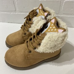 NEW – Fabkids Faux Fur Lined Deer Face Boot – Kids Size T9 – Almond Brown