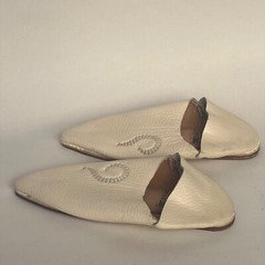 Kids babouche Leather slippers moroccan Traditional Leather Beige Size 30
