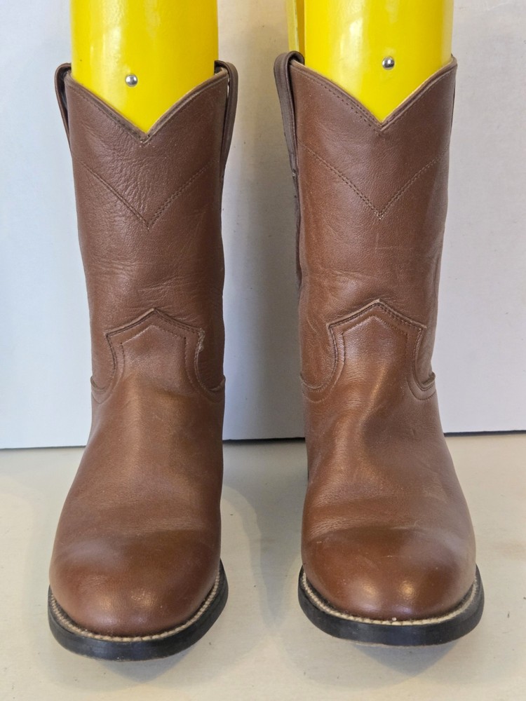 Justin Junior Kids Leather Western Cowboy Boots Brown 3802Y Size 3.5 D
