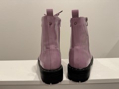 Pink/Lavender Studded Ankle Booties with Lace Up and Side Zip