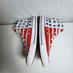 Converse Chuck Taylor All Star High Top Shoes Junior 6 USA Flag Stars Stripes