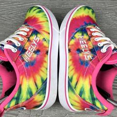 HEELYS Sneakers WITH Wheels Youth Size 3 Tie Dye Lace Up Skate Shoes Pink Pro20