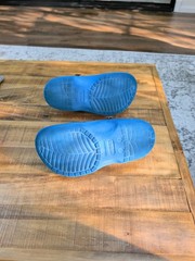 Crocs Size J2 Solid Blue With Super Mario Jibbitz