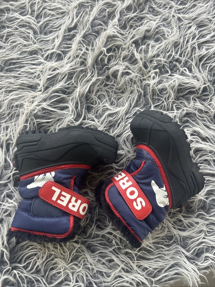 Sorel Commander Snow Boots Black/Blue Red Kids Size 7