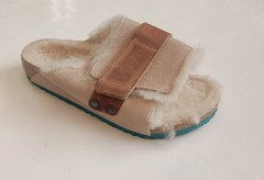 Birkenstock Kyoto Teddy Big Kids 2 EU 33 Beige Suede Shearling Slide Sandals New