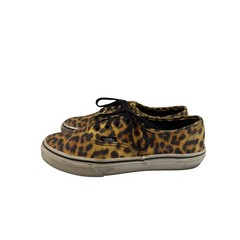 Vans Authentic Leopard Print Low Top Sneakers Kids Size 3.0 Tan Black Animal