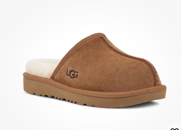 UGG Keegan Slide Slipper Chestnut Suede Shearling Slip On Shoes Kids Size 1 US