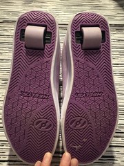 Heelys Unisex Kids Purple/White Low Top Lace-Up Sneaker Shoes w/ Wheels Sz 8