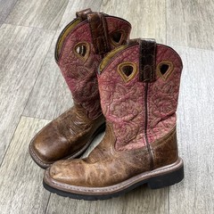 Dan Post Kids 13D Brown Pink Leather Western Cowboy Boots Square Toe