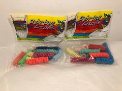 2 Packages Vintage Curly Spring Laces for Sneakers 1980s Neon blue orange Pink