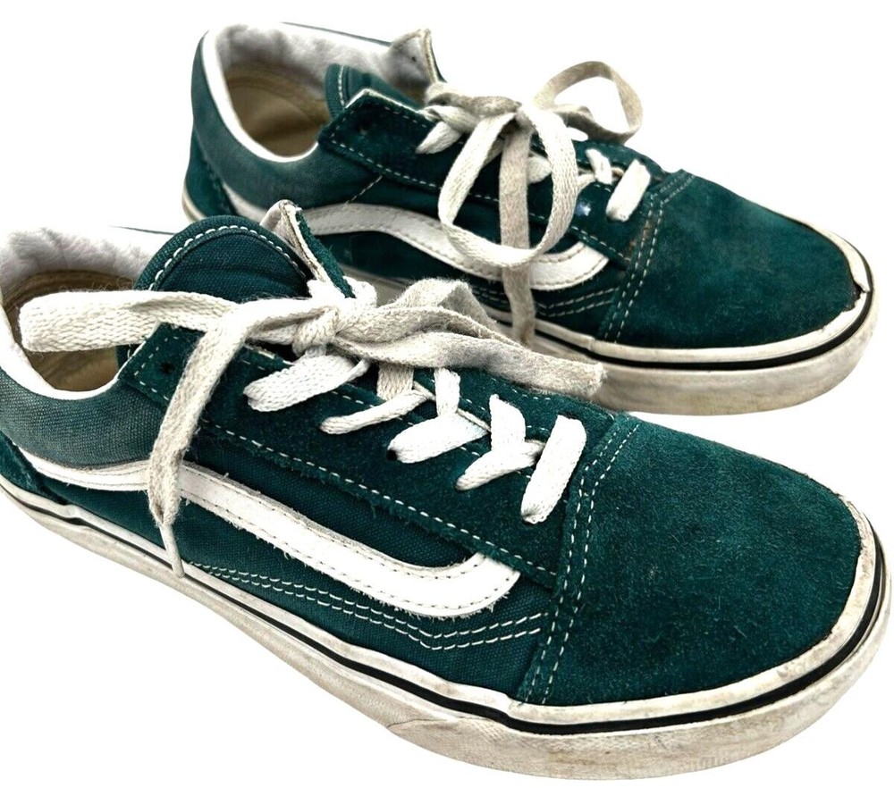 Vans Old Skool Trainers Green Suede Youth Sneakers juniors size 4.0