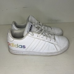 Adidas Youth Size 5 Grand Court Pride Shoes Whit And Rainbow