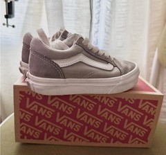 Vans Old Skool Kids Size 11 Suede Gray Chambray Skate Sneakers Classic Shoe