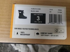 BOGS K ARCATA II DSH BLACK KIDS SIZE 3.0 WATERPROOF COMFORT RANGE -40 F TO 60