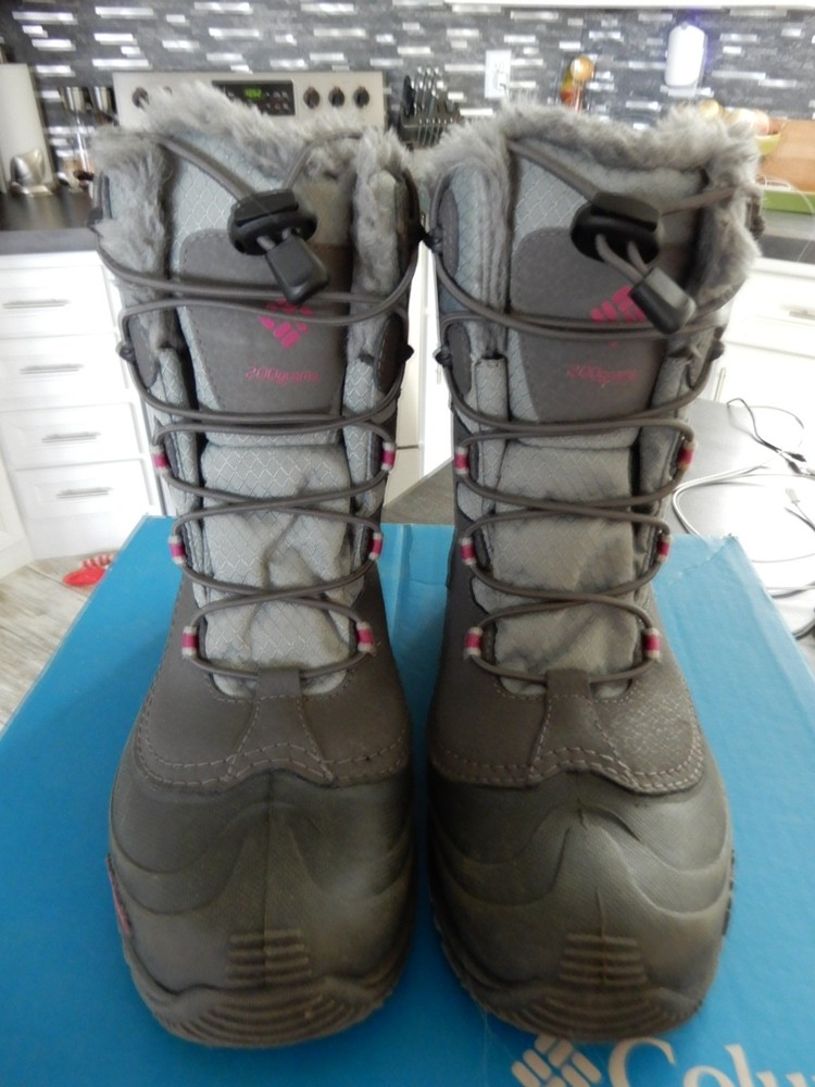 Columbia Youth Bugaboot Plus III Omni-Heat 200g Grey Pink 1637791-051 Size 6