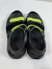 Crocs Swiftwater River Junior Sz 1 Black Neon Green Sandals Sport Water Shoes J1