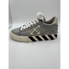 Off-White Kids Low Vulcanized Silver Glitter Sneakers Zip Tie Shoes