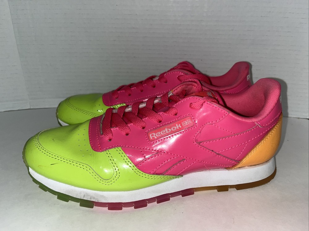 Reebok Junior Classic Leather Dessert Pack Shoe Size 7 BS7244 Pink Green Orange