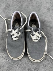 VANS kids Authentic Lo Pro-size 2-Grey Chambray Casual Lace-up Skate Shoes