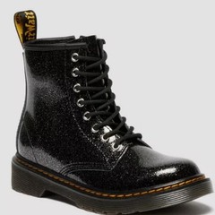 Dr. Martens 1460 Glitter Black Patent Leather Kids Girls Boots Size 12