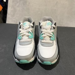 Nike Air Max 90 Shoes Youth Size 2Y Gray Aqua Kids Leather Sneakers CD6867-102
