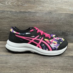 Asics Gel Contend 8 shoes Girl Size 3.5 Youth Black Pink Splatter Camo Sneakers