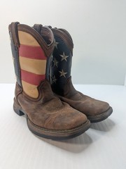 Durango Cowboy Boots Childrens Size 3 M Kid’s 8″ Brown & Union Flag Western