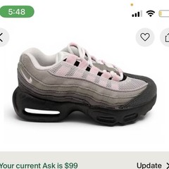 Nike Air Max 95 Pink Foam PS Gray/Black/Pink Mesh Cushioned 10.5C