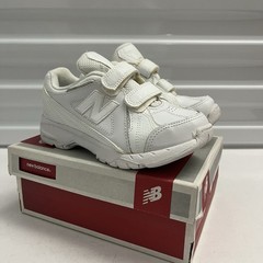 New Balance 624 White Hook Loop Leather Uniform Shoes SZ 11.5 X Wide Big Kid