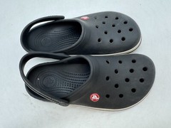 DAMAGED Crocs Crocband Clogs Unisex Black Slip-On Lightweight – 5 Men/7 Women