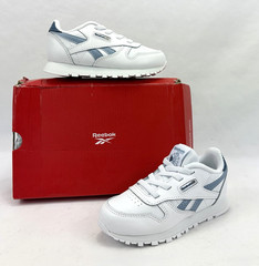 Reebok Classic Leather Running Sneaker Shoes White/Blue Infant/Toddler Sz 9 NIB