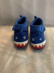 Sharks Kids Slippers Size 25/9 With Hook & Loop Design Blue/ Red/ White Colors