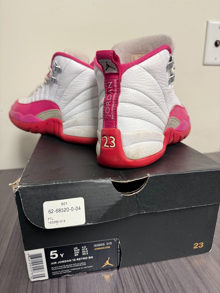 Air Jordan 12 Retro Dynamic Pink Size 5y 510815-109 Shoes