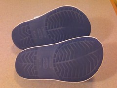 CROCS Crocband Clogs, Navy with Teal Band J2