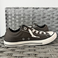 Converse All Star Low Canvas Brown Junior Size 5.5 White Lace Sneakers Great